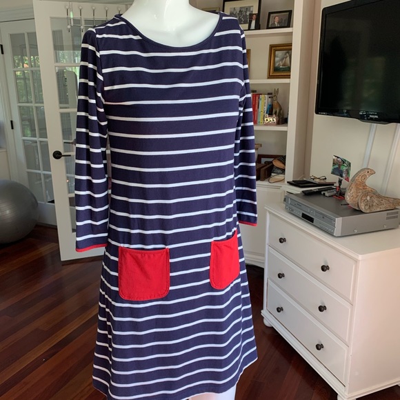 EUC Patriotic Duffield Lane Navy Striped Dress - XS - Picture 7 of 7